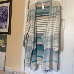 tribal jeans 3/4 sleeve length cardigan style sweater; size: large